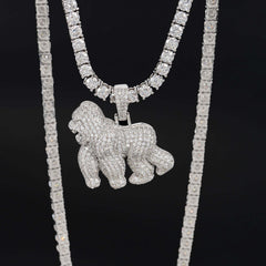 【US 3 Days Delivery】GL Gorilla 925 Sterling Silver Moissanite Pendant