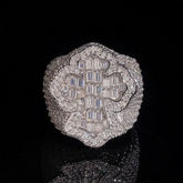 GL Hip Hop Cross Ring Fine Jewelry S925 Silver VVS Baguette Moissanite Cross Cuban Ring