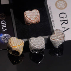 GL Custom Jewelry 925 Sterling Silver moissanite Ring VVS diamond Hip Hop Heart Ring