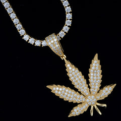 GL Hip Hop Iced Out Maple Leaf S925 Silver VVS Moissanite Pendant