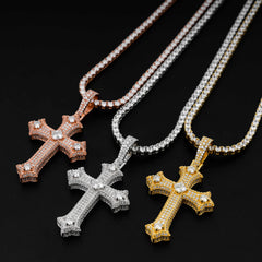 【US 3 Days Delivery】GL Iced Out Hip Hop Rapper Jewelry VVS Diamond Moissanite Cross Pendant