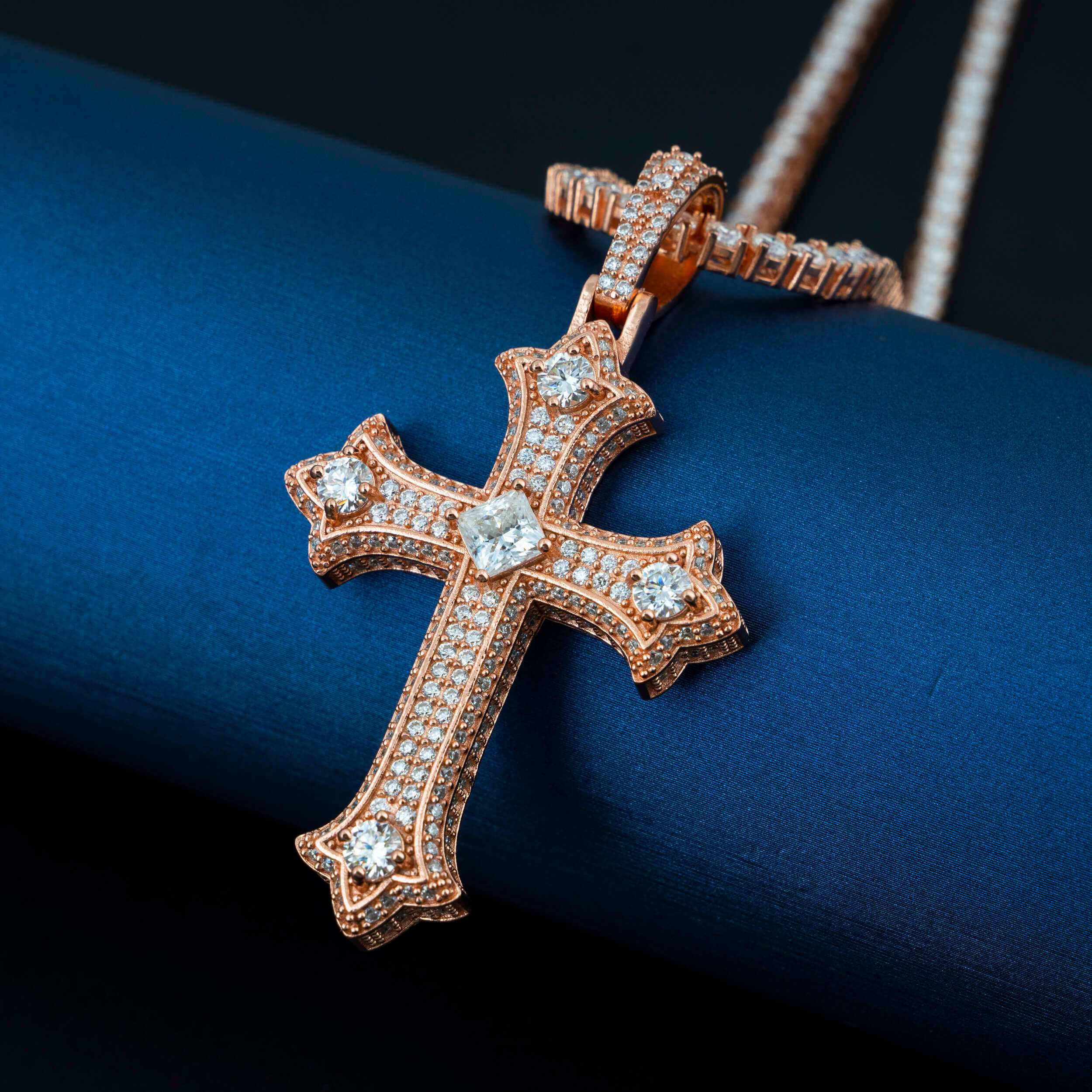 925 Sterling Silver Iced Out Hip Hop Rapper Jewelry Men VVS Diamond Moissanite Cross Pendant