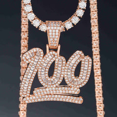 GL Ice Out Moissanite Pendant Letters 100 With Free Chain