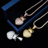 fine jewelry moissanite cute gold paw heart necklace custom women heart diamond pendant