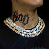 12MM Round&Rmerald Cut VVS Moissanite Luxury Cuban Chain Necklace