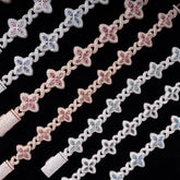 GL 15MM Colored Moissanite 4-Leaf Clover Infinity Link Bracelet