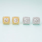 GL Hiphop Jewelry 925 Sterling Silver VVS Round Cut Moissanite Stud Square Shape Earring