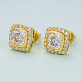 GL Hiphop Jewelry 925 Sterling Silver VVS Round Cut Moissanite Stud Square Shape Earring
