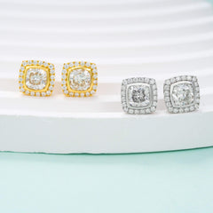 GL Hiphop Jewelry 925 Sterling Silver VVS Round Cut Moissanite Stud Square Shape Earring
