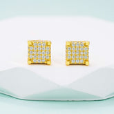 GL Iced Out Moissanite Diamond 925 Sterling Silver Square Stud Earrings