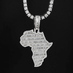 GL Silver Moissanite Continental Plate Shaped Pendant