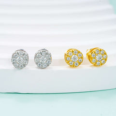 GL Hiphop Jewelry 925 Sterling Silver VVS Round Cut Moissanite Stud Earrings