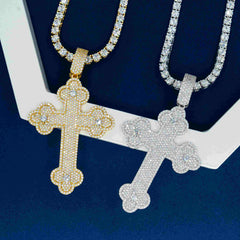 GL 925 sterling silver VVS diamond Moissanite flower shaped cross pendant