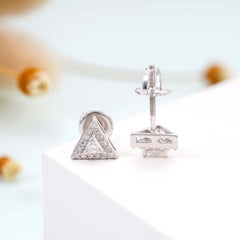 GL Sterling Silver Triangle Shaped Moissanite Stud Earrings