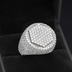 GL Square Round Ice Out Moissanite 925 Sterling Silver Ring