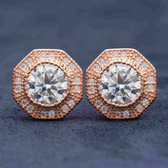 Hiphop Jewelry 925 Sterling Silver VVS Round Cut Emerald Cut Moissanite Stud pentagon Earring