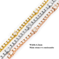GL Hip Hop VVS Moissanite S925 Silver Tennis Chain Bracelet