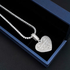 GL Heart Shape Double Halo S925 Silver Baguette Cut Moissanite Pendant