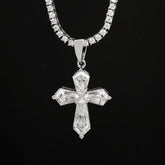 GL Hexagon Cut Moissanite Diamond Cross Pendant Necklace