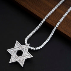 GL Iced Out Hip Hop Brass Zircon Hexagram Pendant