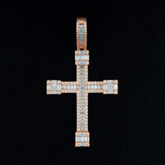 GL VVS Baguette Diamond Hip Hop Iced Out Christian Jesus Cross Pendant