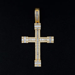 GL VVS Baguette Diamond Hip Hop Iced Out Christian Jesus Cross Pendant