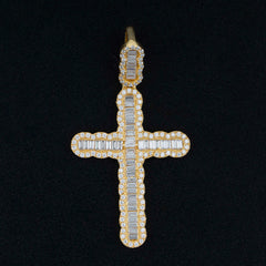 GL Hip Hop Iced Out Baguette Diamond Cross Pendan