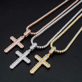 GL Hip Hop Iced Out Baguette Diamond Cross Pendan