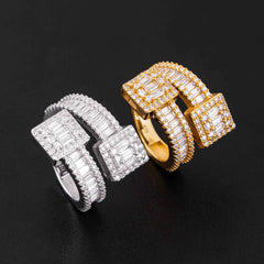 GL Luxury Hip Hop Ring Baguette Moissanite Diamond Ring