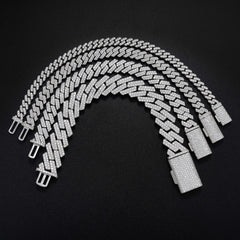 10MM 2 Rows VVS Moissanite Straight Edge Cuban Link Chain