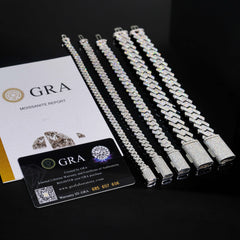 10MM 2 Rows VVS Moissanite Straight Edge Cuban Link Chain