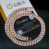 13MM 2 Rows HipHop Jewelry VVS Moissanite Miami Cuban Link Chain