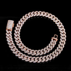 13MM 2 Rows HipHop Jewelry VVS Moissanite Miami Cuban Link Chain