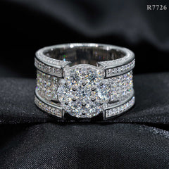 Fine Jewelry Iced Out Hip Hop Cuban Ring 925 Sterling Silver VVS Moissanite Diamond
