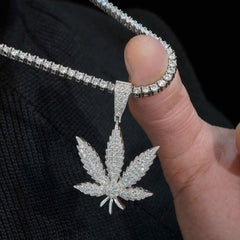 GL Hip Hop Iced Out Maple Leaf S925 Silver VVS Moissanite Pendant