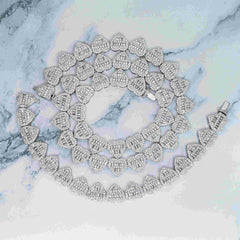 13MM Heart Shape Hip Hop Iced Out VVS Moissanite Baguette Diamond Cuban Chain