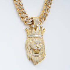 GL Rapper Rock Moissanite Silver custom lion head pendant