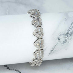 13MM Heart Shape Hip Hop Iced Out VVS Moissanite Baguette Diamond Cuban Chain