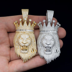 GL Rapper Rock Moissanite Silver custom lion head pendant