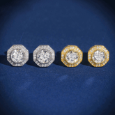 Hiphop Jewelry 925 Sterling Silver VVS Round Cut Emerald Cut Moissanite Stud pentagon Earring