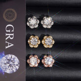 GL Hiphop Jewelry 925 Sterling Silver VVS Round Cut Emerald Cut Moissanite Stud Flower Shape Earring