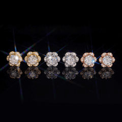 GL Hiphop Jewelry 925 Sterling Silver VVS Round Cut Emerald Cut Moissanite Stud Flower Shape Earring