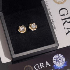 GL Hiphop Jewelry 925 Sterling Silver VVS Round Cut Emerald Cut Moissanite Stud Flower Shape Earring