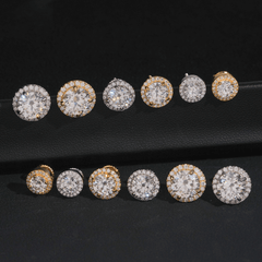 GL Hiphop Jewelry 925 Sterling Silver VVS Round Cut Moissanite Stud Earring