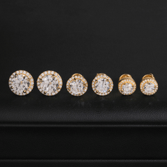 GL Hiphop Jewelry 925 Sterling Silver VVS Round Cut Moissanite Stud Earring