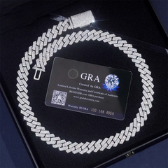 13MM 2 Rows VVS Moissanite Iced Out Cuban Link Chain Bracelet Necklace