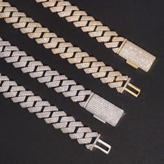16mm 3 Rows Moissanite Cuban Link Chain