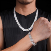 12MM 2 Rows VVS Moissnaite Edge Cuban Link Chain