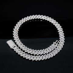 12MM 2 Rows VVS Moissnaite Edge Cuban Link Chain