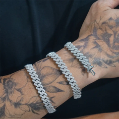 10MM 2 Rows VVS Moissanite Straight Edge Cuban Link Chain